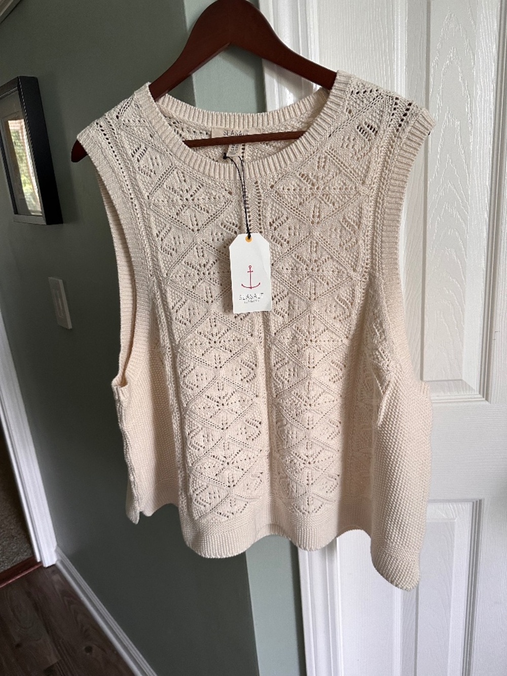 SEASALT Cornwall Organic Cotton Doe Path Vest/Tank -US 20/ UK 24 -  Chalk - NWT